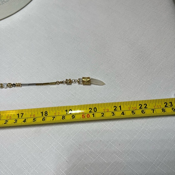 Hillberg & Berk Y NECKLACE natural stones, hematite, Swarovski crystals, gold - Picture 6 of 10